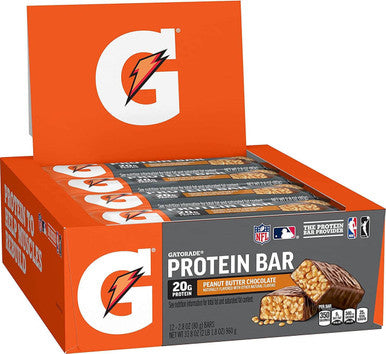 Gatorade Whey Protein Bar | Peanut Butter Chocolate Flavor | 12 x 80g | 20g Protein for Athletic Recovery