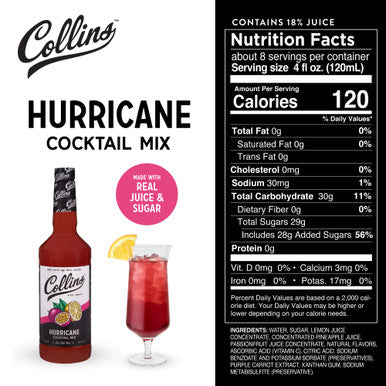 Collins Hurricane Cocktail Mix, 32oz./946ml