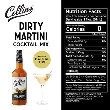 Collins Dirty Martini Cocktail Mix, 32oz./946ml