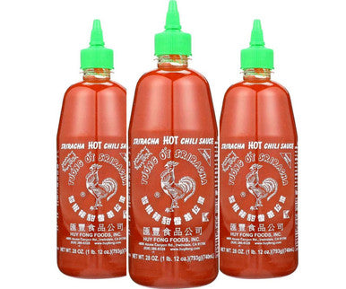 Huy Fong Hot Sriracha Chili Sauce | 739ML/ 28oz (3 Pack)