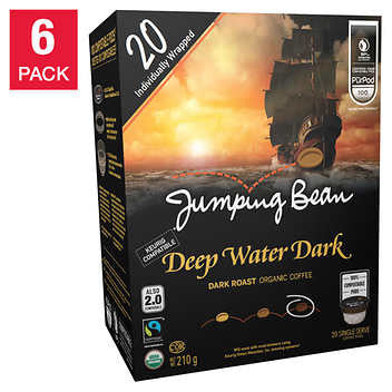 Jumping Bean Deep Water Dark Roast Coffee Pods - 120 Pods - Bold and Invigorating Coffee Experience