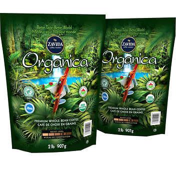 Zavida Organica Whole Bean Organic Coffee - 2 x 907 g - Pure and Flavorful Organic Delight