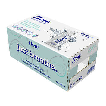 Flow Naturally Alkaline Original Spring Water - 18 Bottles, 500 mL Each - Hydration with a Natural pH Balance