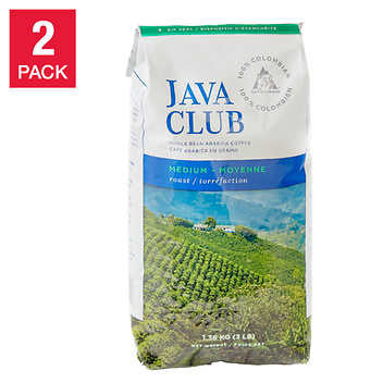 Java Club 100% Colombian Whole Bean Arabica Coffee - 2 x 1.36 kg - Pure Colombian Excellence in Every Cup