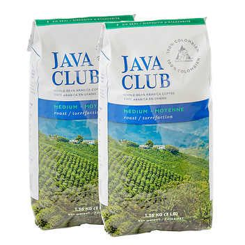 Java Club 100% Colombian Whole Bean Arabica Coffee - 2 x 1.36 kg - Pure Colombian Excellence in Every Cup