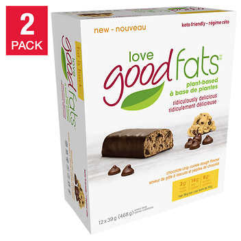 Love Good Fats Plant Based Chocolate Chip Cookie Dough Snack Bars - 2 Packs, 468g Total