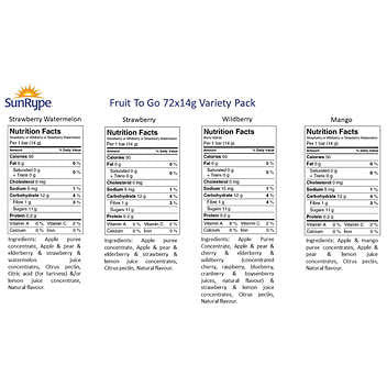 SunRype Fruit To Go Fruit Snacks - 72 Packs, 14g Each - Bursting with Natural Fruit Goodness
