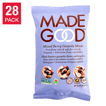 MadeGood Mixed Berry Granola Minis - 28 Packs, 24g Each - Burst of Berry Goodness