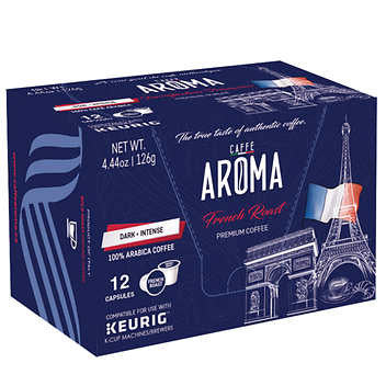 Caffe Aroma French Roast Coffee, 144 Pods
