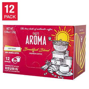 Caffe Aroma 100% Arabica Breakfast Blend Coffee, 144 Pods