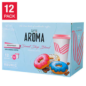 Caffe Aroma 100% Arabica Donut Shop Coffee, 144 Pods