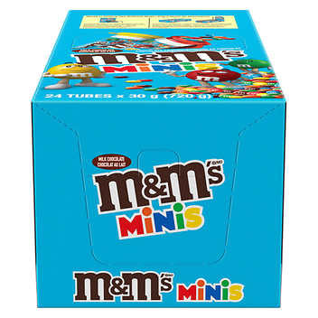 M&M's Minis Milk Chocolate Candies Tubes 24-Pack - Bite-Sized Chocolate Treats in Convenient Tubes!