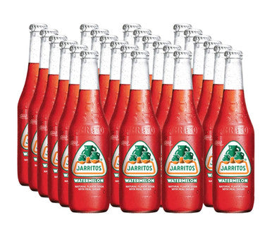 Jarritos Watermelon Soda 12.5 oz/18.75 lbs (24-Case) - A Refreshing Mexican Watermelon Soft Drink with 100% Natural Sugar