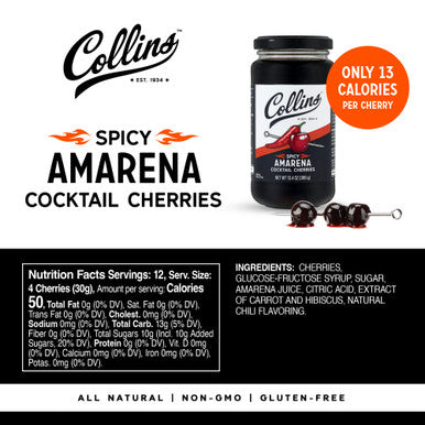 Collins Spicy Amarena Cherries,13.4oz/396ml