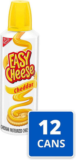 Easy Cheese Cheddar Cheese Snack, 8 oz Cans (Pack of 12)