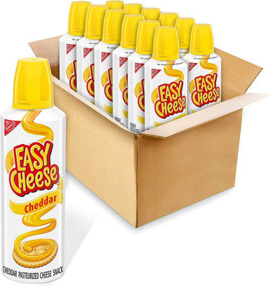 Easy Cheese Cheddar Cheese Snack, 8 oz Cans (Pack of 12)
