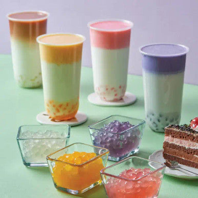 Bossen Mango Bubble Tea Crystal Boba in Syrup 4.4 lb. (2 kg) | Translucent Orange(6/Case)