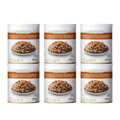 Nutristore Freeze Dried Sausage Crumbles, 6 x 990 g - Convenient and Flavorful Protein Source