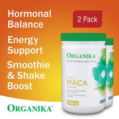 OrganikaÂ® Certified Organic Gelatinized Maca Powder - 2 x 400g | Natural Energy and Vitality Boost
