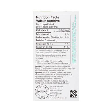 Twinings Probiotics Lemon & Ginger Probiotic Enriched:Herbal Tea Bags - 18/Box(6/CASE)