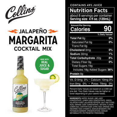 Collins Jalapeno Margarita Cocktail Mix, 32 oz./946 ml