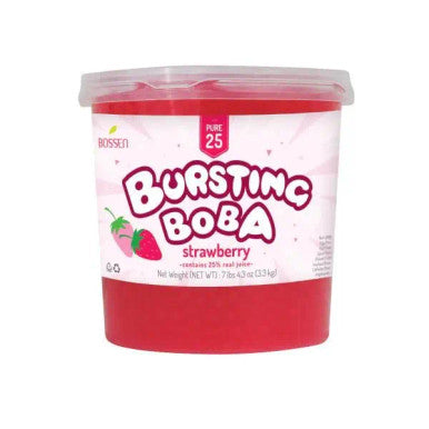 Bossen Pure25 Strawberry Bursting Boba 7.04 lb. (3.19 kg) - 4/Case | Real Juice