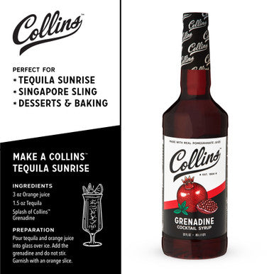 Collins Grenadine Cocktail Syrup, 32oz./946ml