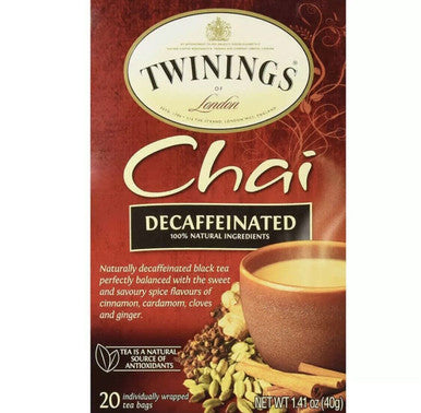 Twinings Chai Decaffeinated Delight Tea Bags - 20/Box (6/CASE)