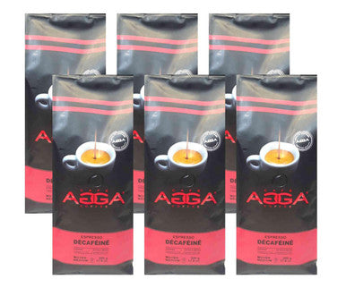 Cafe Agga DECAFFEINATO Medium Roast Coffee Beans - 500g (1.1 lbs) Bag (6/Case)
