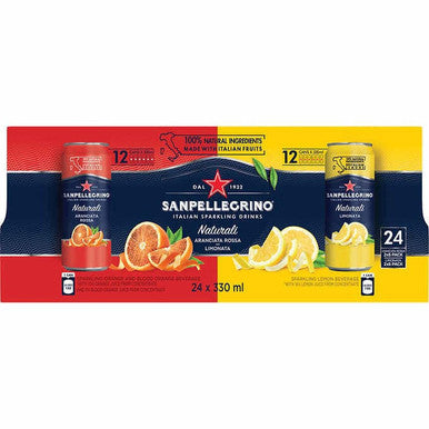 San Pellegrino Italian Sparkling Drinks Naturali Variety Pack, 24 x 330 mL