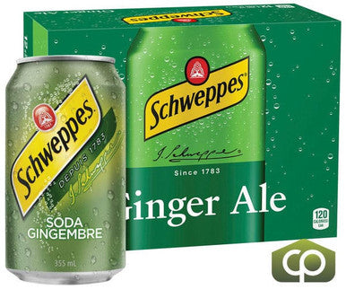 Schwepps Soda Ginger Ale 355 M/12 ounces (12/Case) Crisp & Bright Flavor