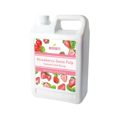 Bossen Strawberry Concentrated Bubble Tea Syrup with Some Pulp 4lbs/64 fl. oz. | Real Strawberry(6/Case)