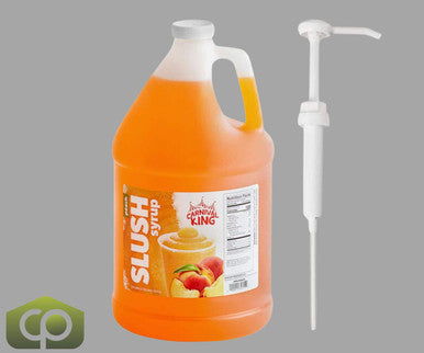 Table Top King Peach Slushy Bulk Food Syrup 5:1 Concentrate BONUS Squeeze Pump