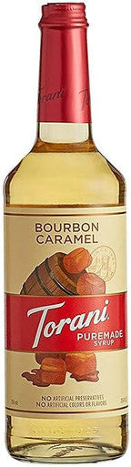 Torani Puremade Bourbon Caramel Flavoring Syrup - 750 mL (12/Case)