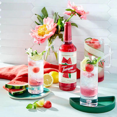 Torani Puremade Juicy Watermelon Flavoring Syrup 750 mL Glass Bottle (12/Case)