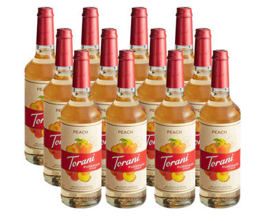 Torani Puremade Peach Flavoring Syrup - 750 mL of Glass Bottle (12/Case)
