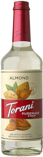 Torani Puremade Rich Almond Flavoring Syrup 750 mL Glass Bottle (12/Case)