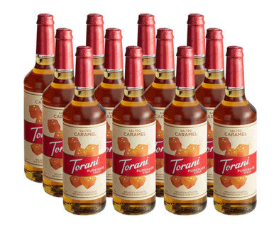 Torani Puremade Salted Caramel Flavoring Syrup - 750 mL of Sweet (12/Case)