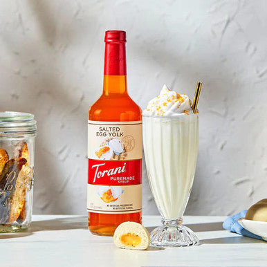 Torani Puremade Salted Egg Yolk Flavoring Syrup - 750 mL of Savory (12/Case)