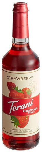 Torani Puremade Strawberry Flavoring Syrup - 750 mL of Ripe Berry (12/Case)