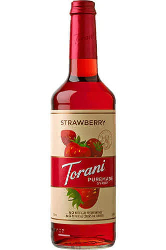 Torani Puremade Strawberry Flavoring Syrup - 750 mL of Ripe Berry (12/Case)