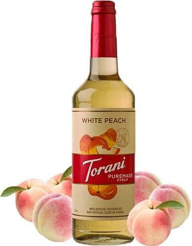 Torani Puremade Sweet White Peach Flavoring Syrup 750 mL Glass Bottle (12/Case)