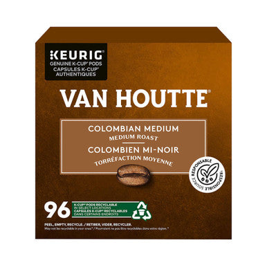 Van Houtte Colombian Medium Roast Coffee - 96 K-Cup Pods - Rich and Balanced Flavor Experience