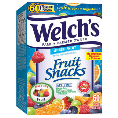 Welchâ€™s Fruit Snacks - 60 Packs Ã— 22g - Burst of Real Fruit Flavor in Every Bite