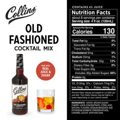 Collins Old Fashioned Cocktail Mix, 32oz/946ml